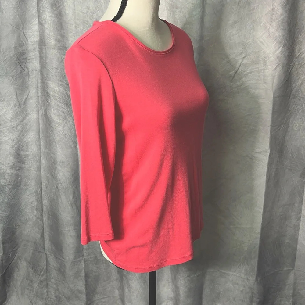 Charter Club Coral Pink 3/4 Sleeve Scoop Neck T-shirt - PM - Picture 4 of 9